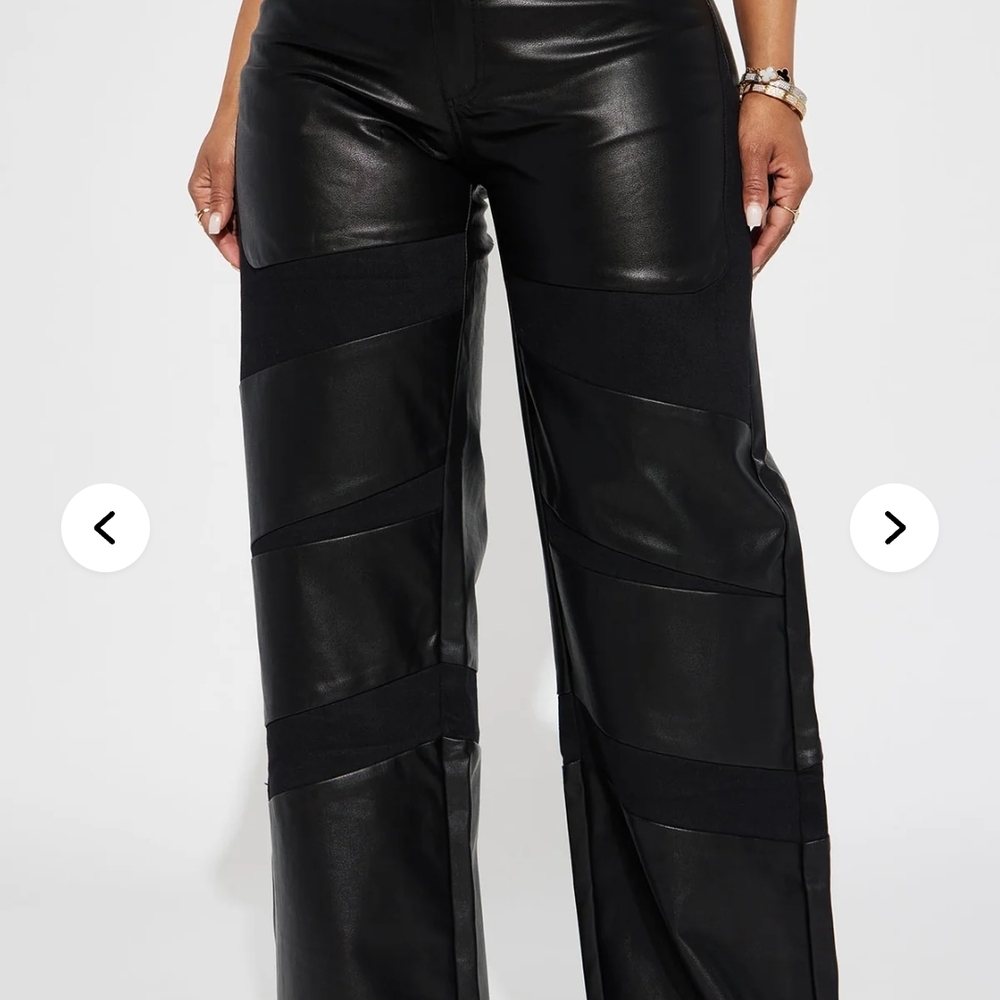 Black Faux Leather Women's Pants